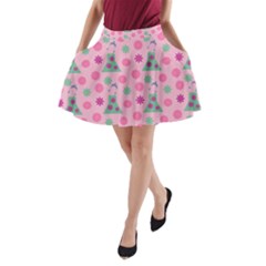 Green Dress Pink A-line Pocket Skirt by snowwhitegirl
