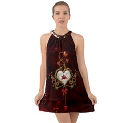 Wonderful Hearts With Dove Halter Tie Back Chiffon Dress by FantasyWorld7