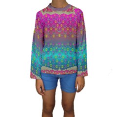 Years Of Peace Living In A Paradise Of Calm And Colors Kids  Long Sleeve Swimwear by pepitasart