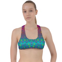 Years Of Peace Living In A Paradise Of Calm And Colors Criss Cross Racerback Sports Bra by pepitasart