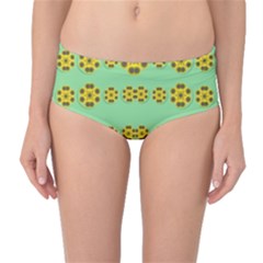 Sun Flowers For The Soul At Peace Mid-waist Bikini Bottoms by pepitasart