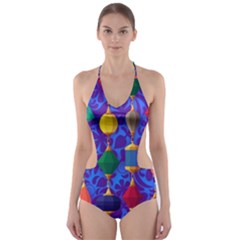 Colorful Background Stones Jewels Cut-out One Piece Swimsuit by Nexatart