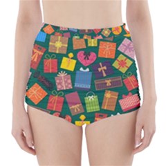 Presents Gifts Background Colorful High-waisted Bikini Bottoms