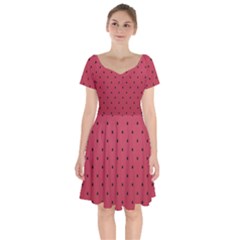Watermelon Minimal Pattern Short Sleeve Bardot Dress