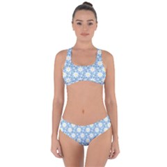 Daisy Dots Light Blue Criss Cross Bikini Set by snowwhitegirl