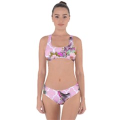 Shabby Chic,floral,bird,pink,collage Criss Cross Bikini Set by NouveauDesign