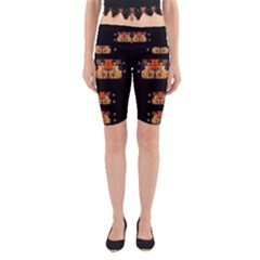 Geisha With Friends In Lotus Garden Having A Calm Evening Yoga Cropped Leggings by pepitasart