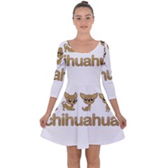Chihuahua Quarter Sleeve Skater Dress by Valentinaart
