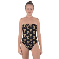Chihuahua Pattern Tie Back One Piece Swimsuit by Valentinaart