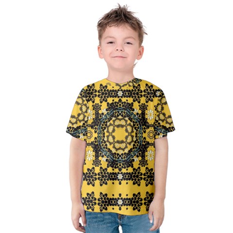 Ornate Circulate Is Festive In A Flower Wreath Decorative Kids  Cotton Tee by pepitasart