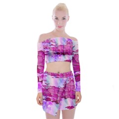 Background Crack Art Abstract Off Shoulder Top With Mini Skirt Set by Nexatart