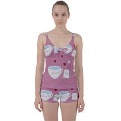 Cute Tea Tie Front Two Piece Tankini by Valentinaart