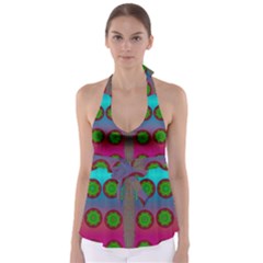 Meditative Abstract Temple Of Love And Meditation Babydoll Tankini Top by pepitasart