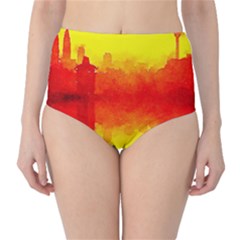 Sun Rise,city,modern Art High-waist Bikini Bottoms by NouveauDesign