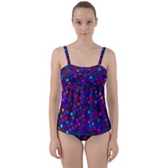 Squares Square Background Abstract Twist Front Tankini Set by Nexatart