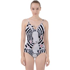 White Rabbit In Wonderland Cut Out Top Tankini Set by Valentinaart