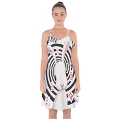 White Rabbit In Wonderland Ruffle Detail Chiffon Dress by Valentinaart
