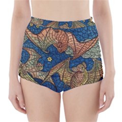 Bats Cubism Mosaic Vintage High-waisted Bikini Bottoms by Nexatart