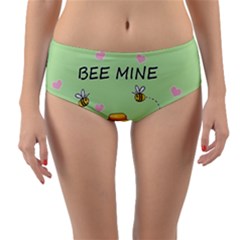 Bee Mine Valentines Day Reversible Mid-waist Bikini Bottoms by Valentinaart