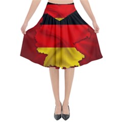 Germany Map Flag Country Red Flag Flared Midi Skirt by Nexatart