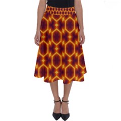 Black And Orange Diamond Pattern Perfect Length Midi Skirt by Fractalsandkaleidoscopes