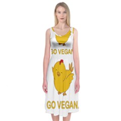 Go Vegan - Cute Chick  Midi Sleeveless Dress by Valentinaart