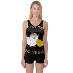 Go Vegan - Cute Chick  One Piece Boyleg Swimsuit by Valentinaart