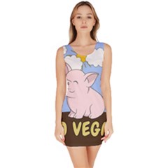 Go Vegan - Cute Pig Bodycon Dress by Valentinaart