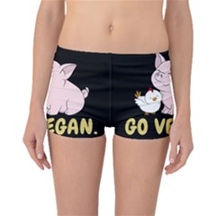 Go Vegan - Cute Pig And Chicken Boyleg Bikini Bottoms by Valentinaart