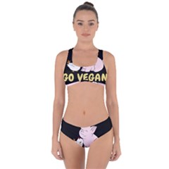 Go Vegan - Cute Pig And Chicken Criss Cross Bikini Set by Valentinaart