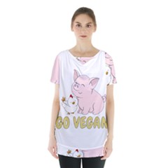 Go Vegan - Cute Pig And Chicken Skirt Hem Sports Top by Valentinaart