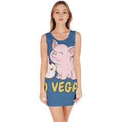 Go Vegan - Cute Pig And Chicken Bodycon Dress by Valentinaart