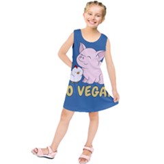 Go Vegan - Cute Pig And Chicken Kids  Tunic Dress by Valentinaart