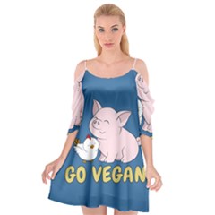 Go Vegan - Cute Pig And Chicken Cutout Spaghetti Strap Chiffon Dress by Valentinaart