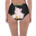 Friends Not Food - Cute Pig and Chicken Reversible High-Waist Bikini Bottoms View4