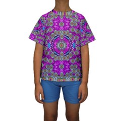 Spring Time In Colors And Decorative Fantasy Bloom Kids  Short Sleeve Swimwear by pepitasart