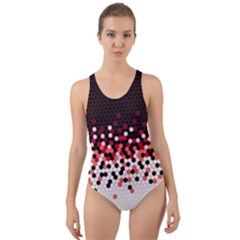 Flat Tech Camouflage Reverse Red Cut-out Back One Piece Swimsuit by jumpercat