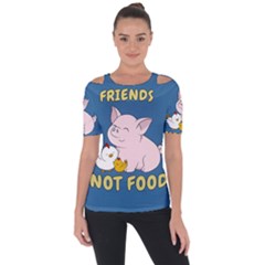 Friends Not Food - Cute Pig And Chicken Short Sleeve Top by Valentinaart