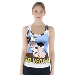 Friends Not Food - Cute Cow, Pig And Chicken Racer Back Sports Top by Valentinaart