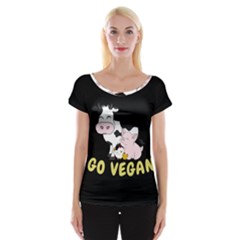 Friends Not Food - Cute Cow, Pig And Chicken Cap Sleeve Tops by Valentinaart