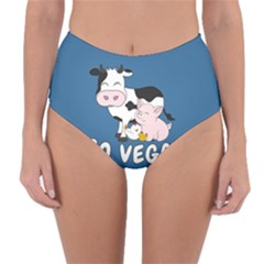Friends Not Food - Cute Cow, Pig And Chicken Reversible High-waist Bikini Bottoms by Valentinaart