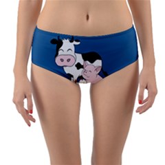 Friends Not Food - Cute Cow, Pig And Chicken Reversible Mid-waist Bikini Bottoms by Valentinaart