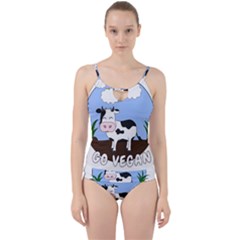 Friends Not Food - Cute Cow Cut Out Top Tankini Set by Valentinaart