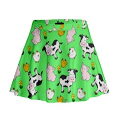 The Farm Pattern Mini Flare Skirt by Valentinaart