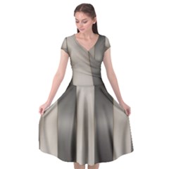 Wall Steel Ivory Creative Texture Cap Sleeve Wrap Front Dress by Nexatart