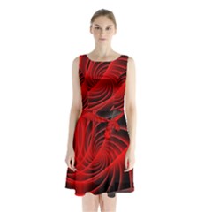 Red Abstract Art Background Digital Sleeveless Waist Tie Chiffon Dress by Nexatart