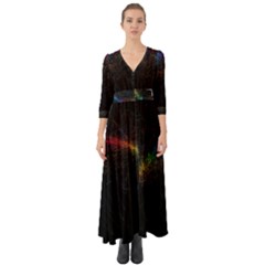 Background Light Glow Lines Colors Button Up Boho Maxi Dress by Nexatart