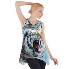 Tiger Animal Art Swirl Decorative Side Drop Tank Tunic by Nexatart