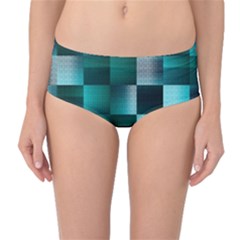 Background Squares Metal Green Mid-waist Bikini Bottoms by Nexatart