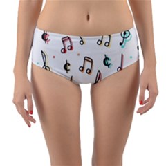 Vip Note Print Reversible Mid-waist Bikini Bottoms by ThreadsBySkyBox